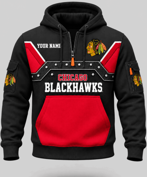 Chicago Blackhawks NHL Utility Panel Half Zip Hoodie
