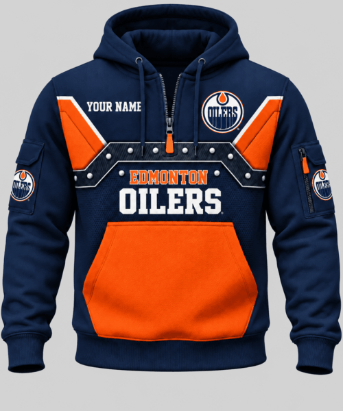 Edmonton Oilers NHL Utility Panel Half Zip Hoodie