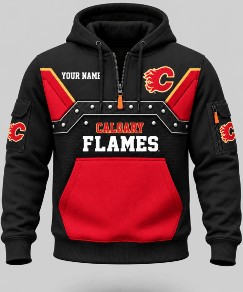 Calgary Flames NHL Utility Panel Half Zip Hoodie