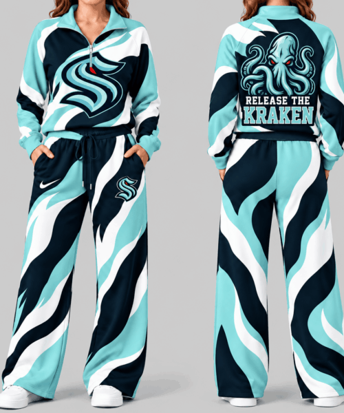 Seattle Kraken NHL Wave Pattern Mascot Quarter Zip Set