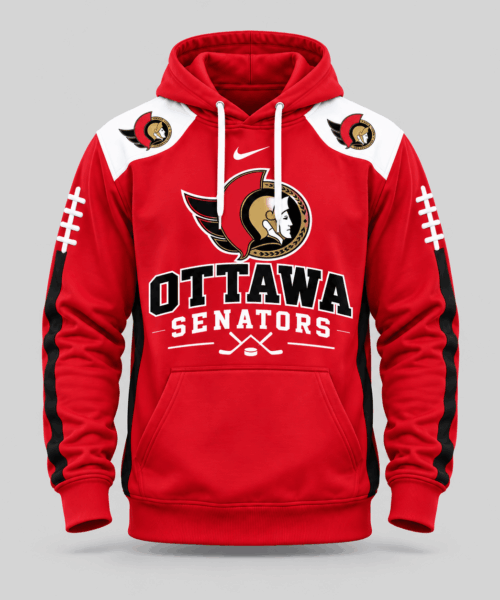 Ottawa Senators NHL Football Laces Sleeve Hoodie