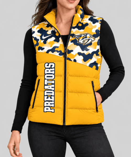 Nashville Predators NHL Camo Panel Puffer Vest