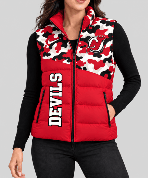 New Jersey Devils NHL Camo Panel Puffer Vest