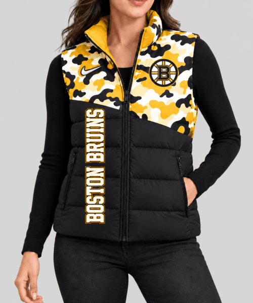 Boston Bruins NHL Camo Panel Puffer Vest