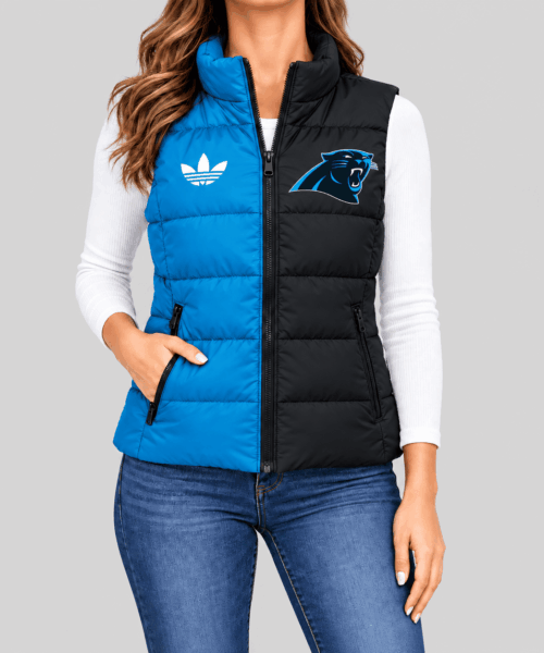 Carolina Panthers NFL Split Color Puffer Vest