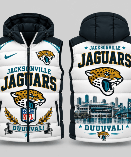 Jacksonville Jaguars NFL Winged Crest Hooded Puffer Vest