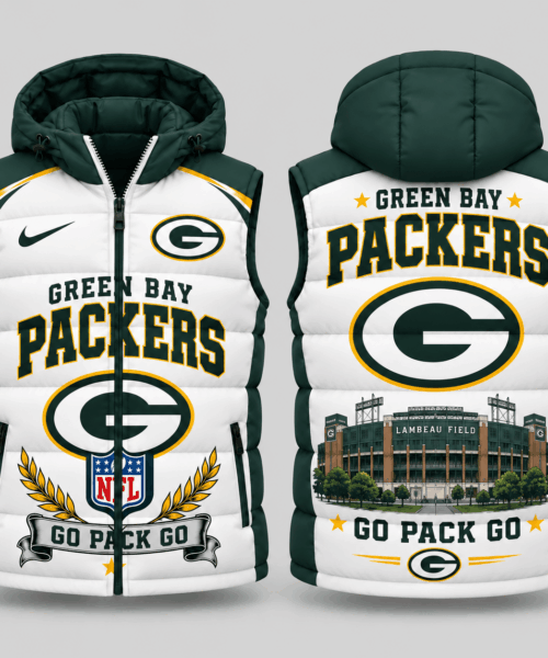 Green Bay Packers NFL Winged Crest Hooded Puffer Vest