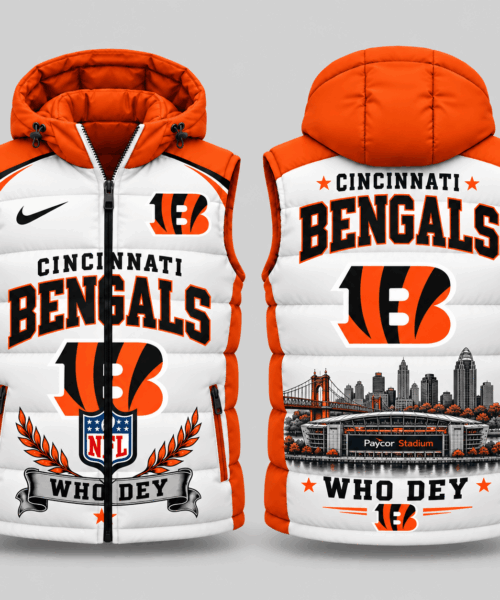 Cincinnati Bengals NFL Winged Crest Hooded Puffer Vest