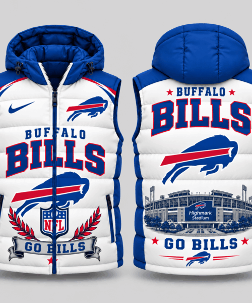 Buffalo Bills NFL Winged Crest Hooded Puffer Vest