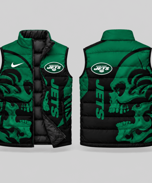 New York Jets NFL Skull Logo Puffer Vest