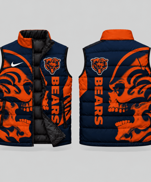 Chicago Bears NFL Skull Logo Puffer Vest