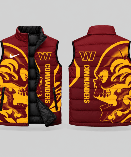 Washington Commanders NFL Skull Logo Puffer Vest