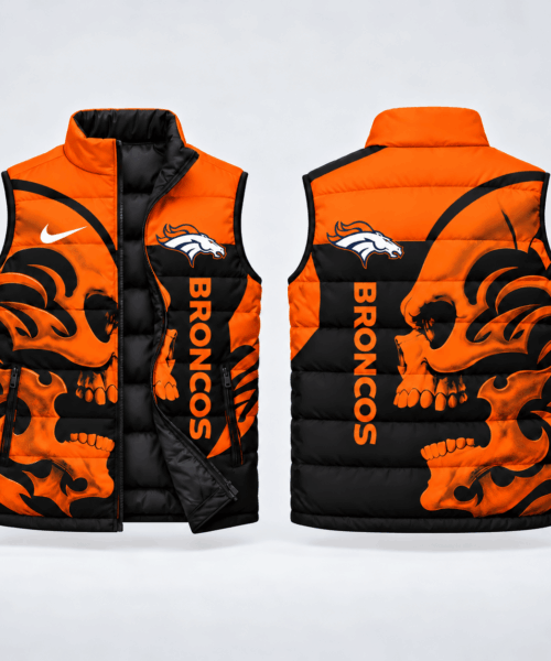 Denver Broncos NFL Skull Logo Puffer Vest