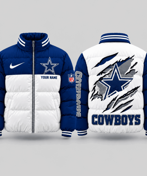 Dallas Cowboys NFL Torn Logo Color Block Puffer Jacket