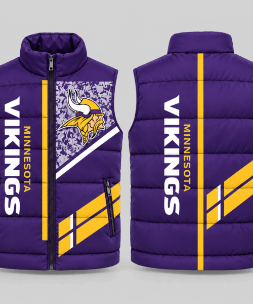 Minnesota Vikings NFL Diagonal Stripe Wordmark Puffer Vest