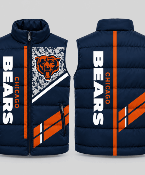 Chicago Bears NFL Diagonal Stripe Wordmark Puffer Vest
