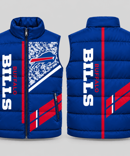 Buffalo Bills NFL Diagonal Stripe Wordmark Puffer Vest