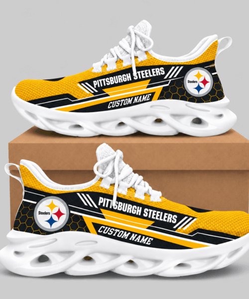 Pittsburgh Steelers NFL Custom Name Wave Sole Sneakers