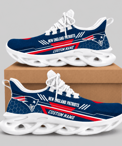 New England Patriots NFL Custom Name Wave Sole Sneakers