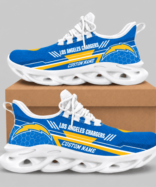 Los Angeles Chargers NFL Custom Name Wave Sole Sneakers