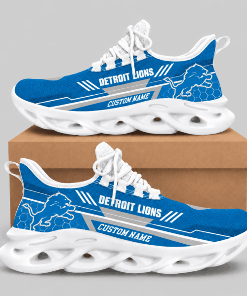 Detroit Lions NFL Custom Name Wave Sole Sneakers