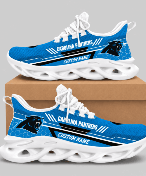 Carolina Panthers NFL Custom Name Wave Sole Sneakers