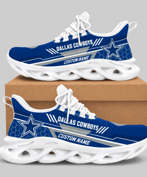 Dallas Cowboys NFL Custom Name Wave Sole Sneakers