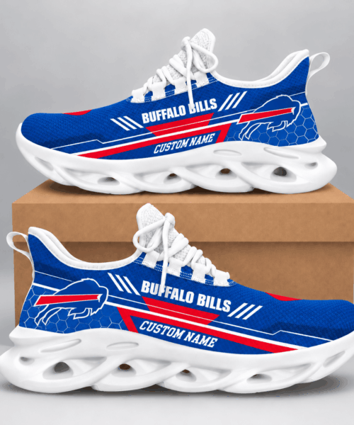 Buffalo Bills NFL Custom Name Wave Sole Sneakers