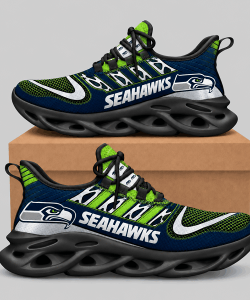 Seattle Seahawks NFL Swoosh Wordmark Wave Sole Sneakers