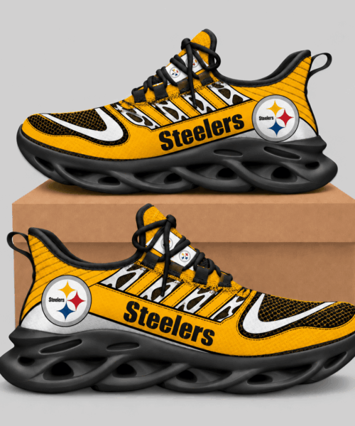 Pittsburgh Steelers NFL Swoosh Wordmark Wave Sole Sneakers