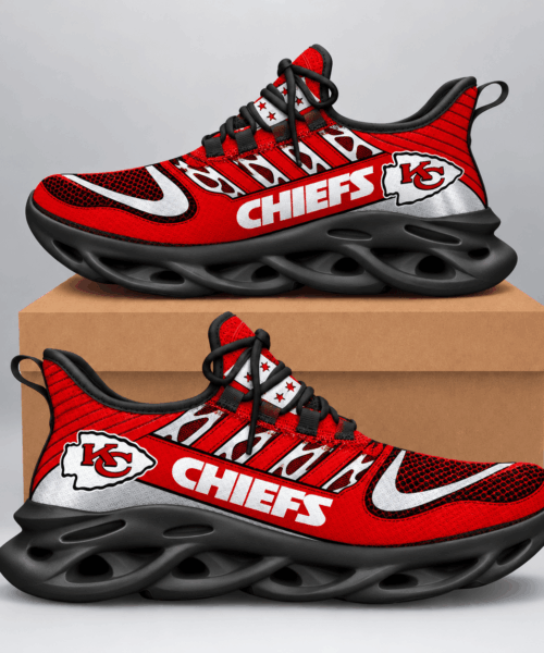 Kansas City Chiefs NFL Swoosh Wordmark Wave Sole Sneakers