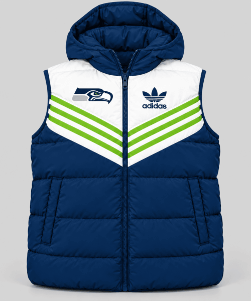Seattle Seahawks NFL Chevron Stripe Hooded Puffer Vest