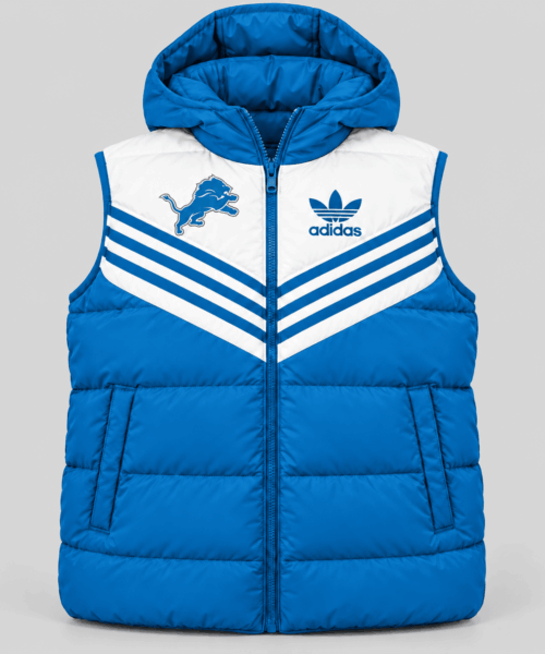 Detroit Lions NFL Chevron Stripe Hooded Puffer Vest
