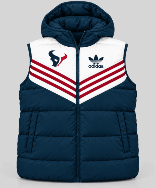 Houston Texans NFL Chevron Stripe Hooded Puffer Vest
