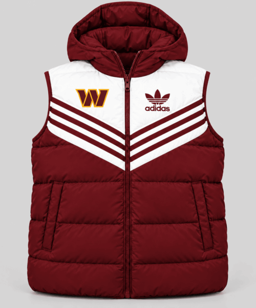 Washington Commanders NFL Chevron Stripe Hooded Puffer Vest