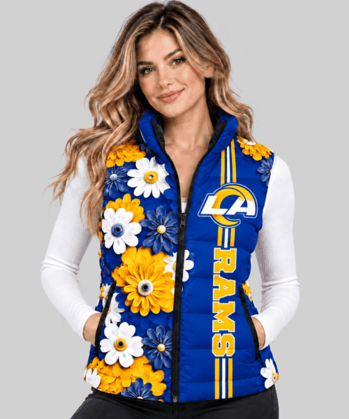 Los Angeles Rams NFL 3D Floral Puffer Vest
