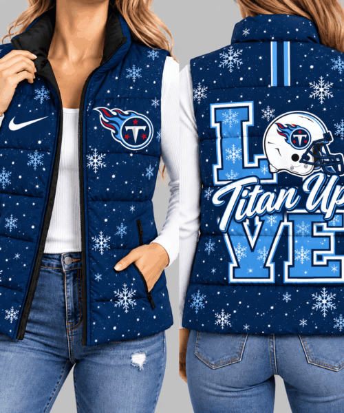 Tennessee Titans NFL Snowflake Love Puffer Vest