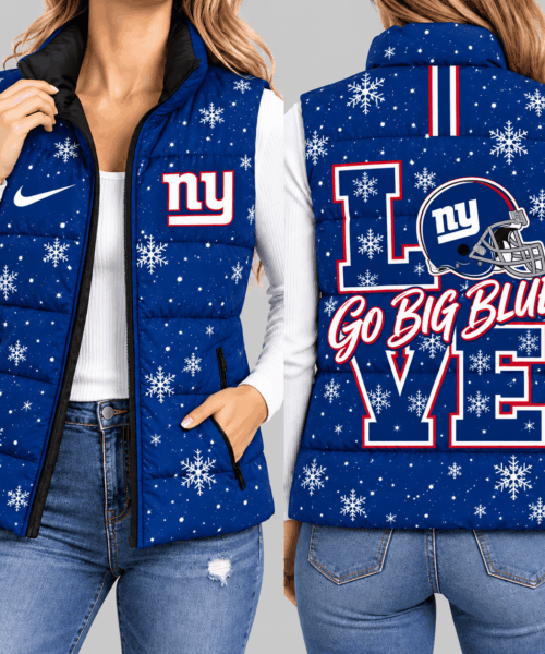 New York Giants NFL Snowflake Love Puffer Vest