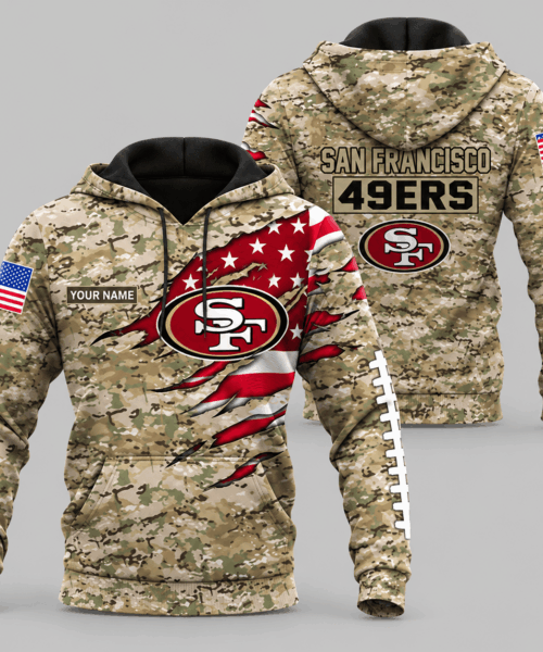 San Francisco 49ers NFL Camo Flag Claw Mark Hoodie