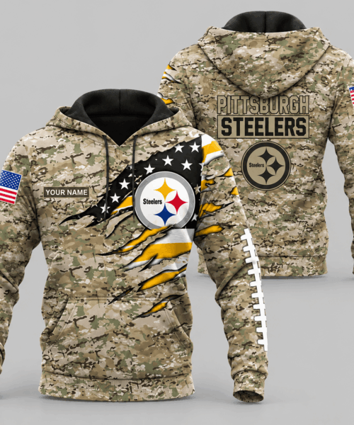 Pittsburgh Steelers NFL Camo Flag Claw Mark Hoodie