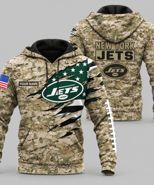 New York Jets NFL Camo Flag Claw Mark Hoodie