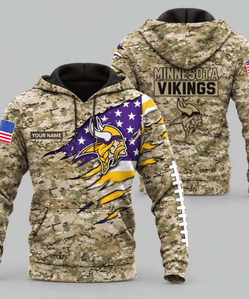 Minnesota Vikings NFL Camo Flag Claw Mark Hoodie