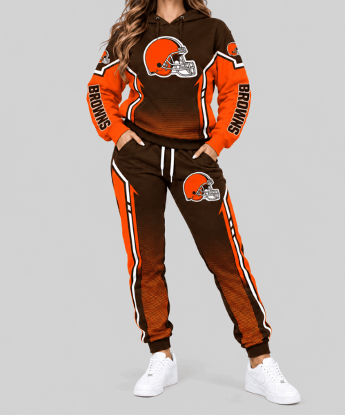 Cleveland Browns NFL Gradient Sleeve Hoodie Jogger Set