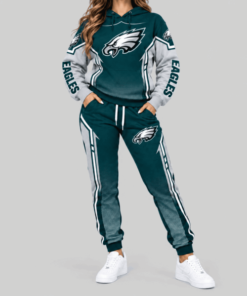 Philadelphia Eagles NFL Gradient Sleeve Hoodie Jogger Set