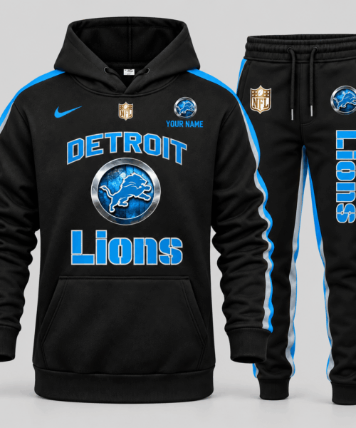 Detroit Lions NFL Gold Emblem Hoodie Jogger Set