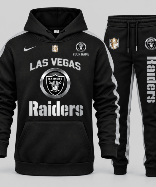 Las Vegas Raiders NFL Gold Emblem Hoodie Jogger Set
