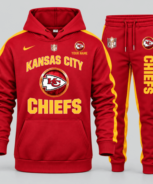 Kansas City Chiefs NFL Gold Emblem Hoodie Jogger Set