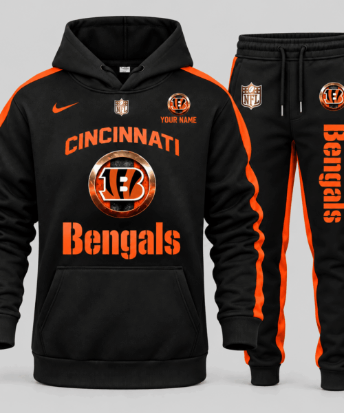 Cincinnati Bengals NFL Gold Emblem Hoodie Jogger Set