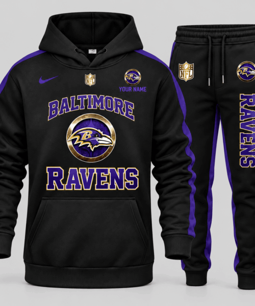 Baltimore Ravens NFL Gold Emblem Hoodie Jogger Set