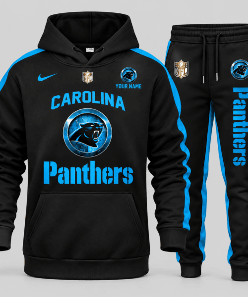 Carolina Panthers NFL Gold Emblem Hoodie Jogger Set